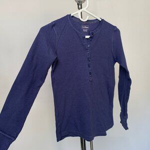 LL Bean waffle knit henley — XS — periwinkle